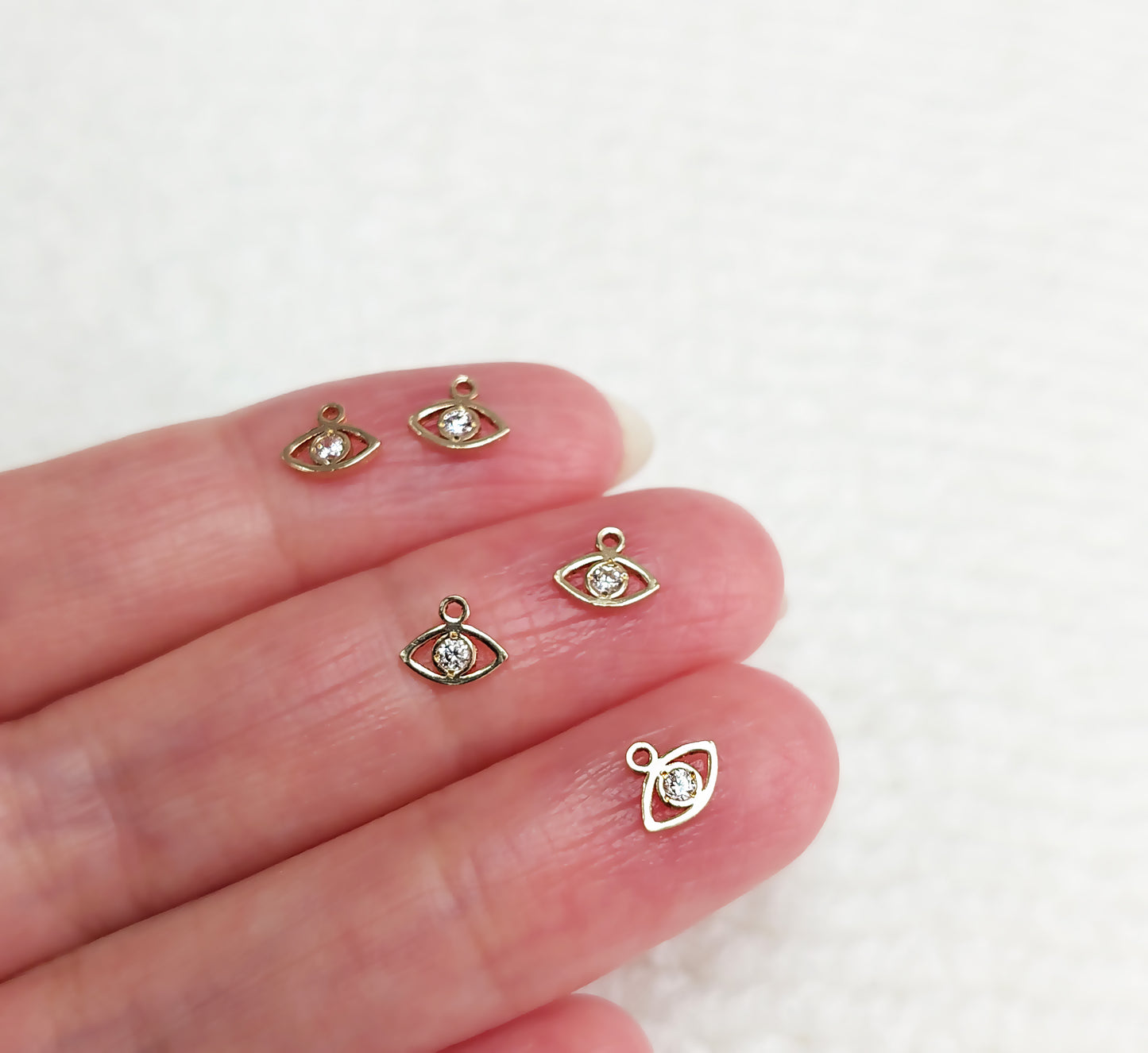 EY6352CZ Gold Filled (14KGF) 6.3 x 5.2mm Eye Shape Charm With CZ