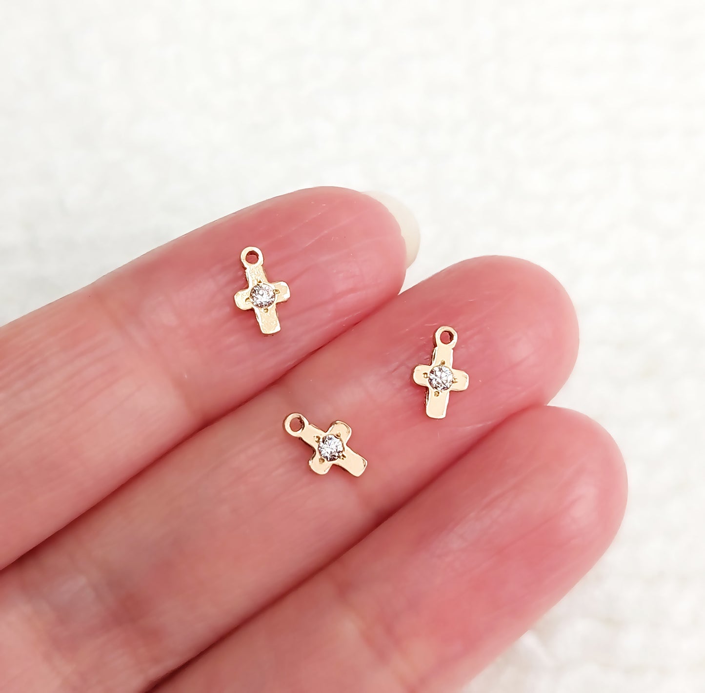 CR743CZ Mini Cross Charm With CZ