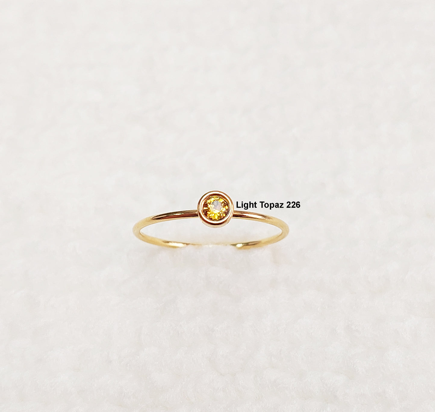 November Birthstone Light Topaz 226 GFR1504CZ 4mm Bezel European Crystal Stacking Ring