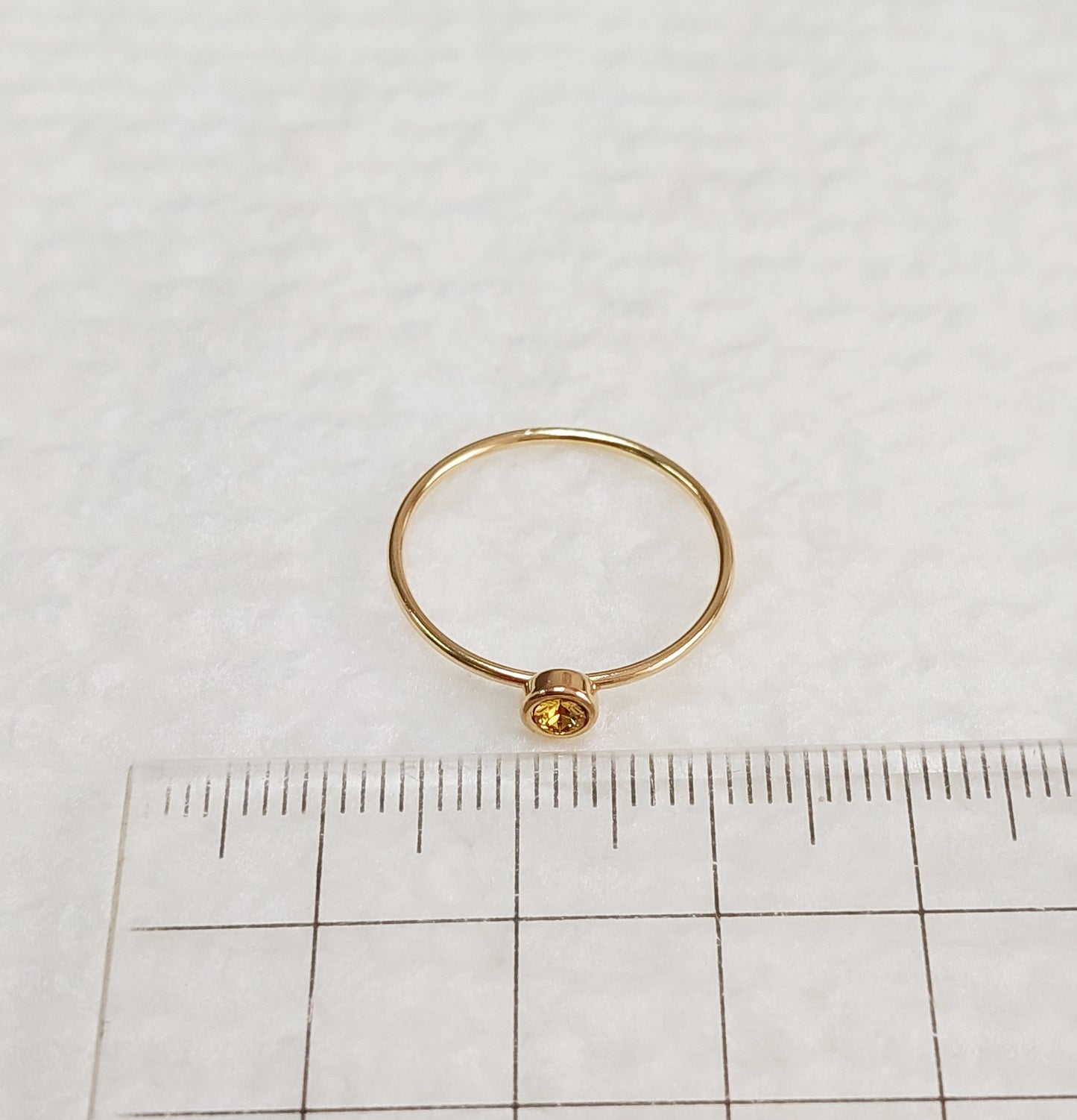 November Birthstone Light Topaz 226 GFR1504CZ 4mm Bezel European Crystal Stacking Ring