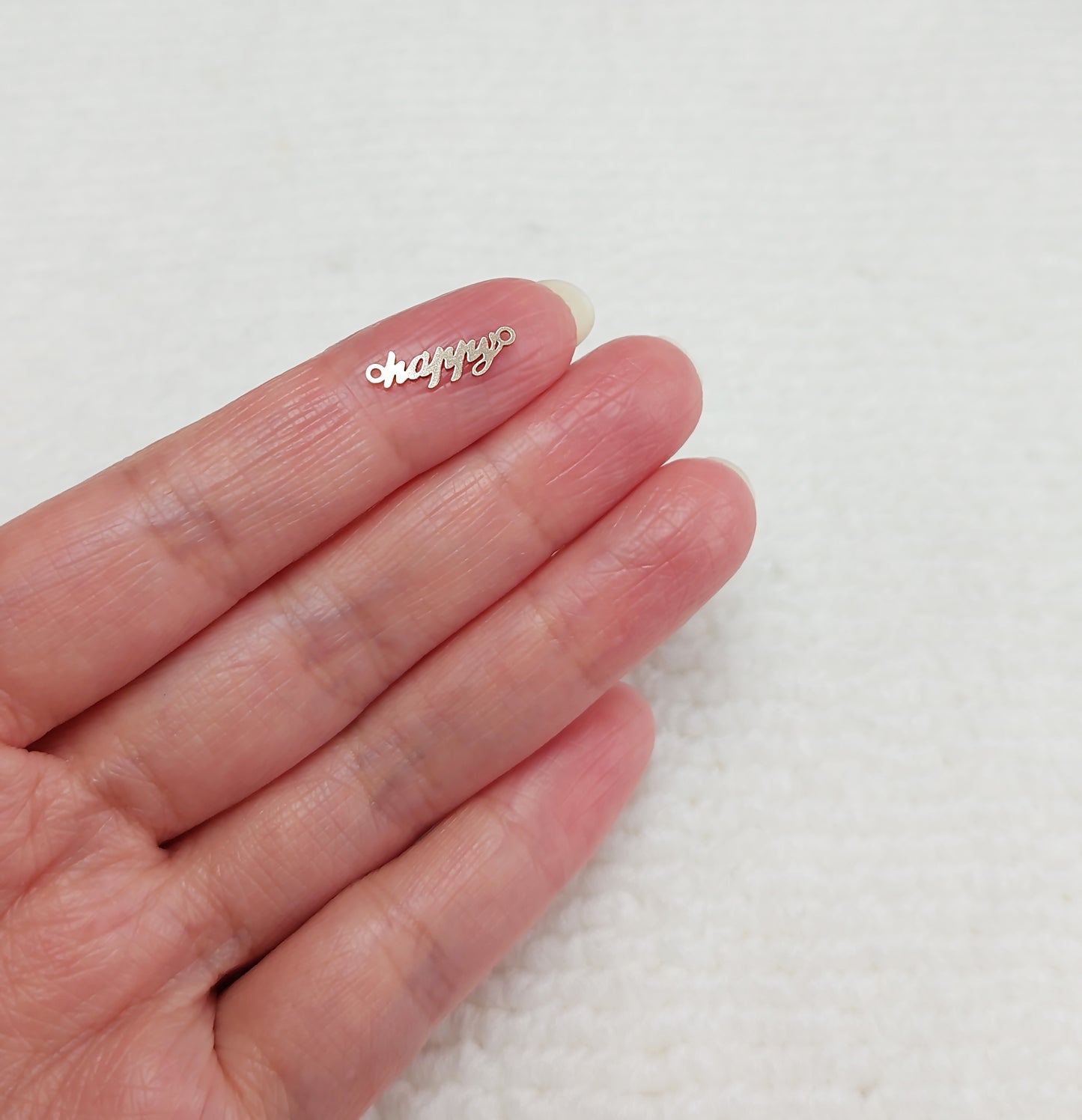 HP1448 Gold Filled (14KGF) 14.6 x 4.8mm Mini Size Word "happy" Connector 24ga