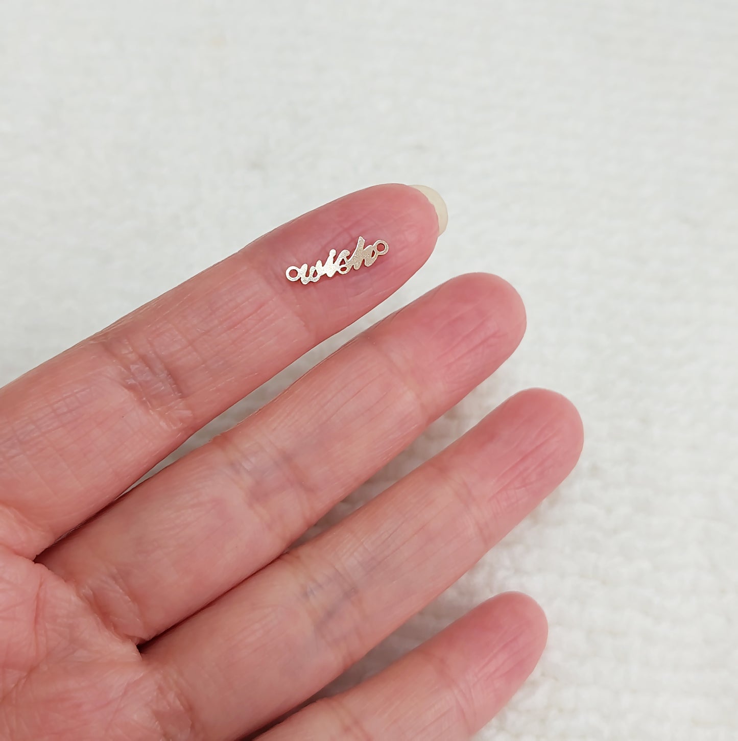 WS1304 Gold Filled (14KGF) 13 x 4mm Mini Size Word "wish" Connector 24ga
