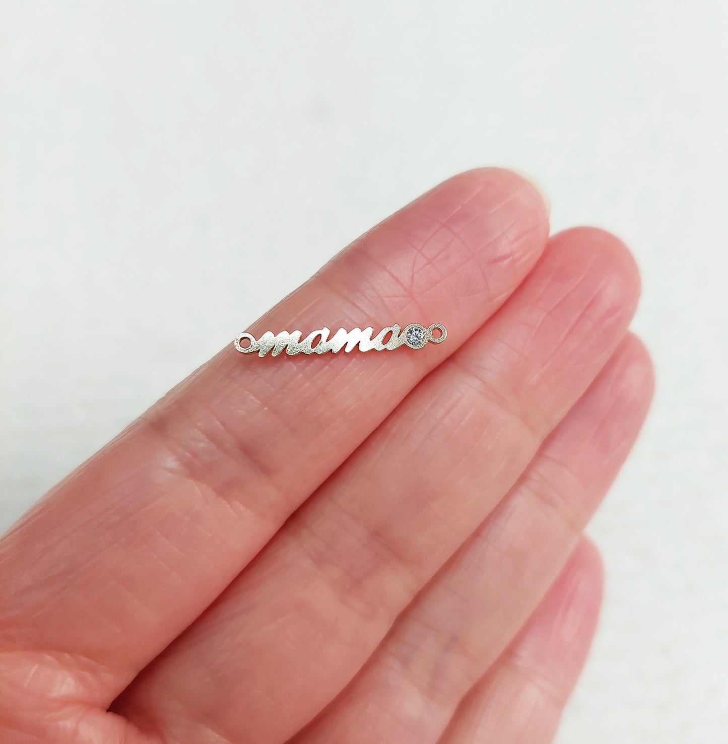 MA19CZ Gold Filled(14KGF) 19.4 X 2.6mm "Mama" Connector With CZ 20ga