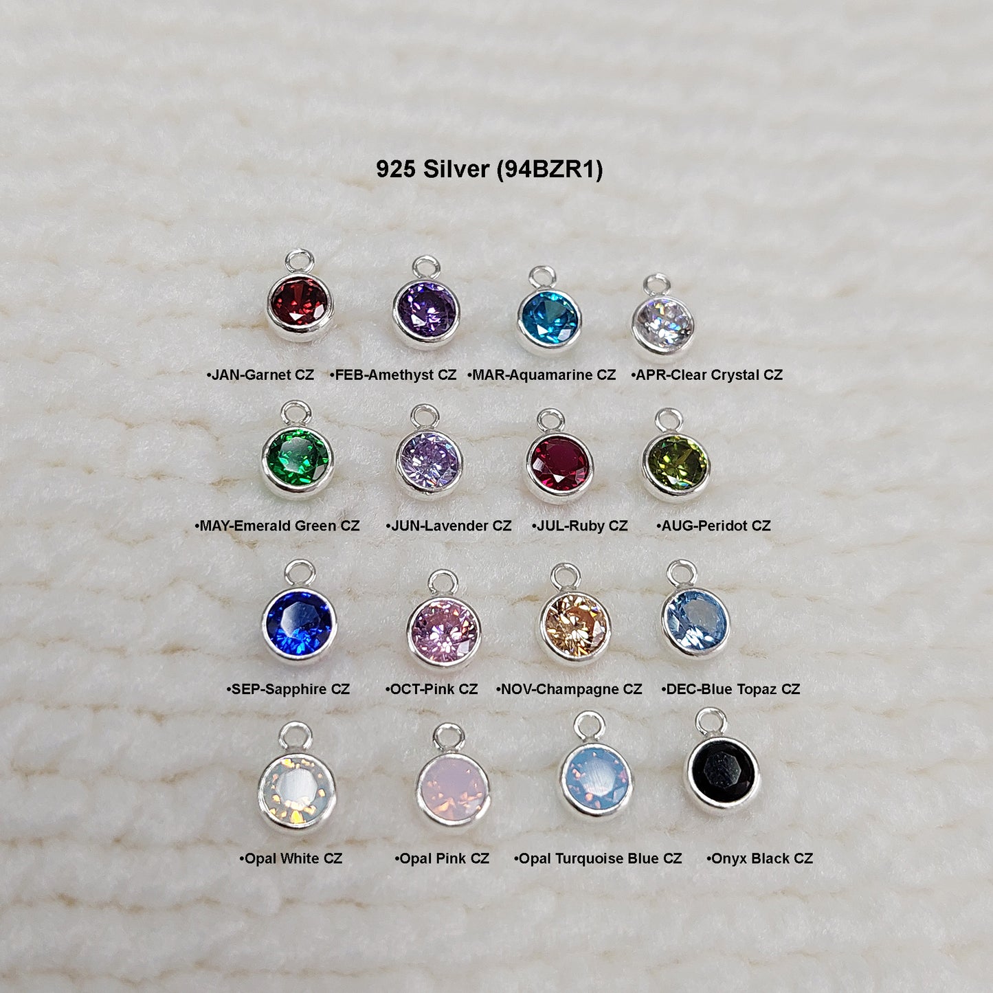 GF4BZR1 / 94BZR1 4mm Charm With Cubic Zirconia Birth Stone Bezel
