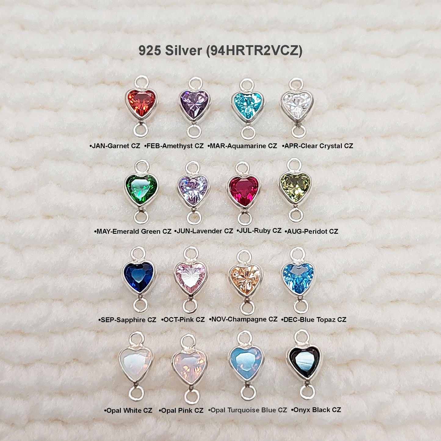 GF4HRTR2VCZ / 94HRTR2VCZ 4mm Heart Shape Bezel Connector with 2mm Closed Vertical Rings