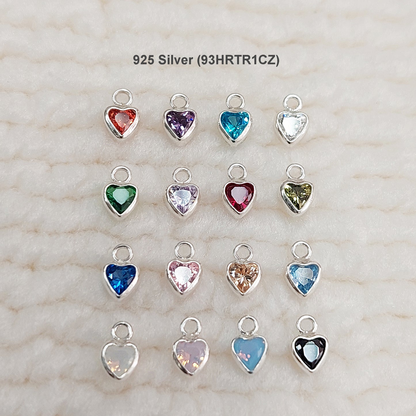 GF3HRTR1CZ / 93HRTR1CZ 3mm Heart Shape Bezel Charm with 2mm Closed Rings