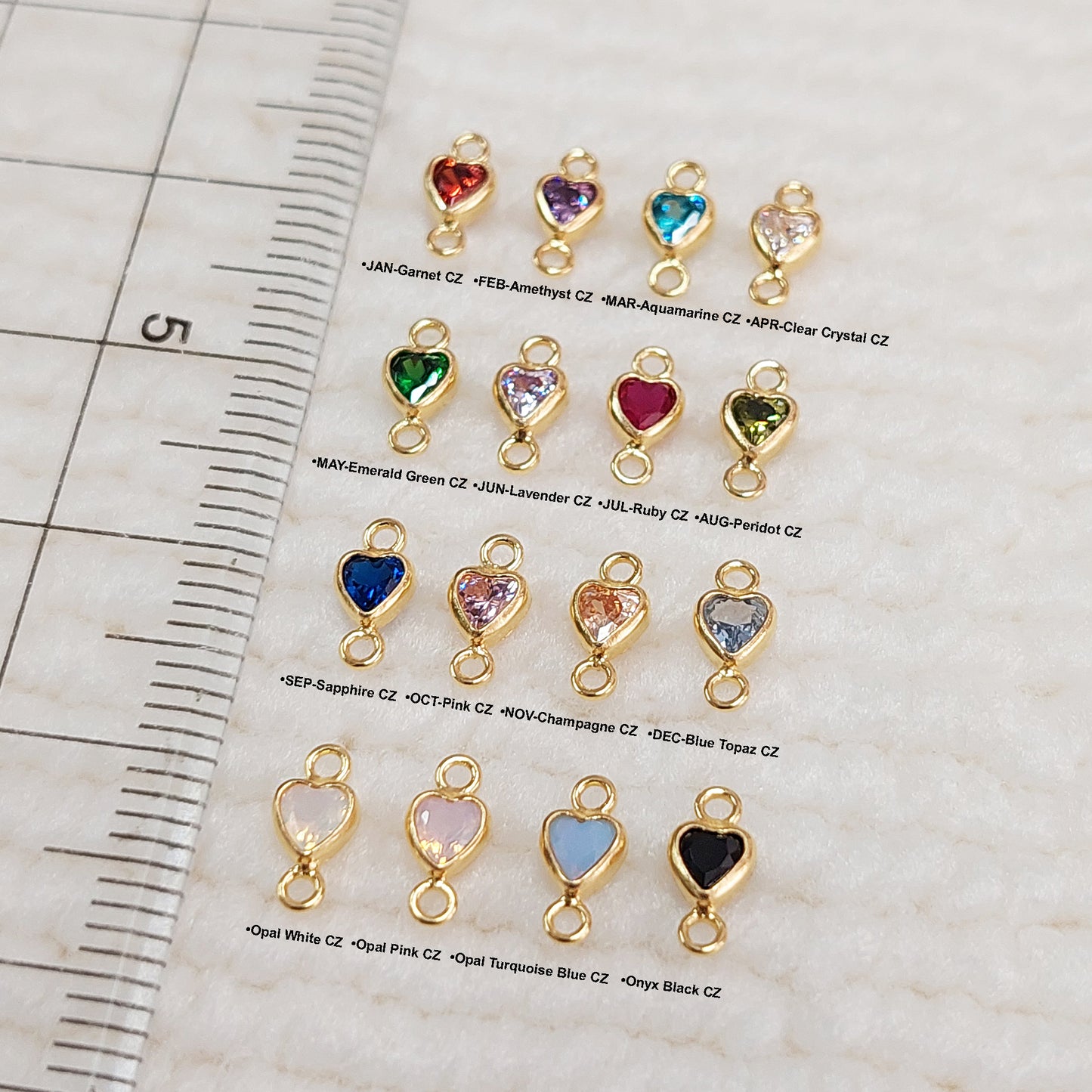 GF3HRTR2VCZ / 93HRTR2VCZ 3mm Heart Shape Bezel Connector with 2mm Closed Vertical Rings