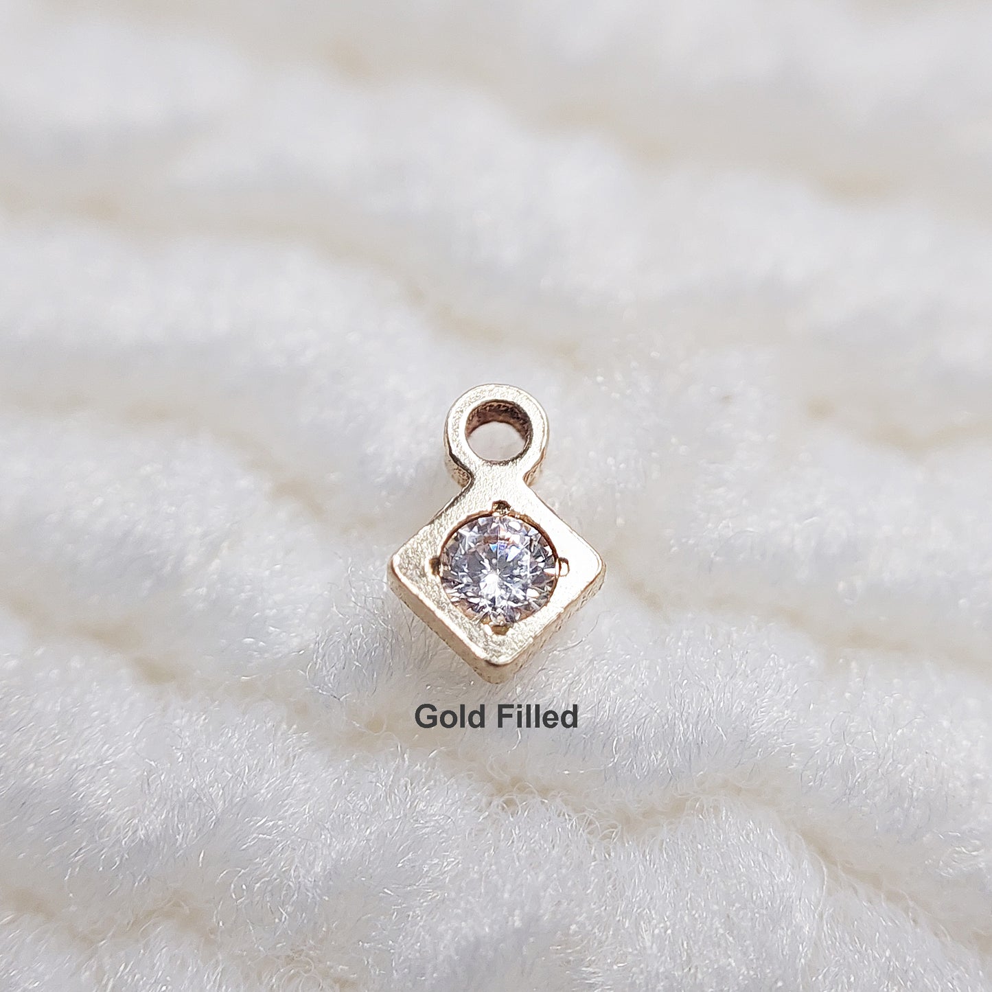 DIA36CZ / 9DIA36CZ Super Tiny Diamond Shape Charm With CZ 3.3 x 4.6mm Gold Filled (14KGF)