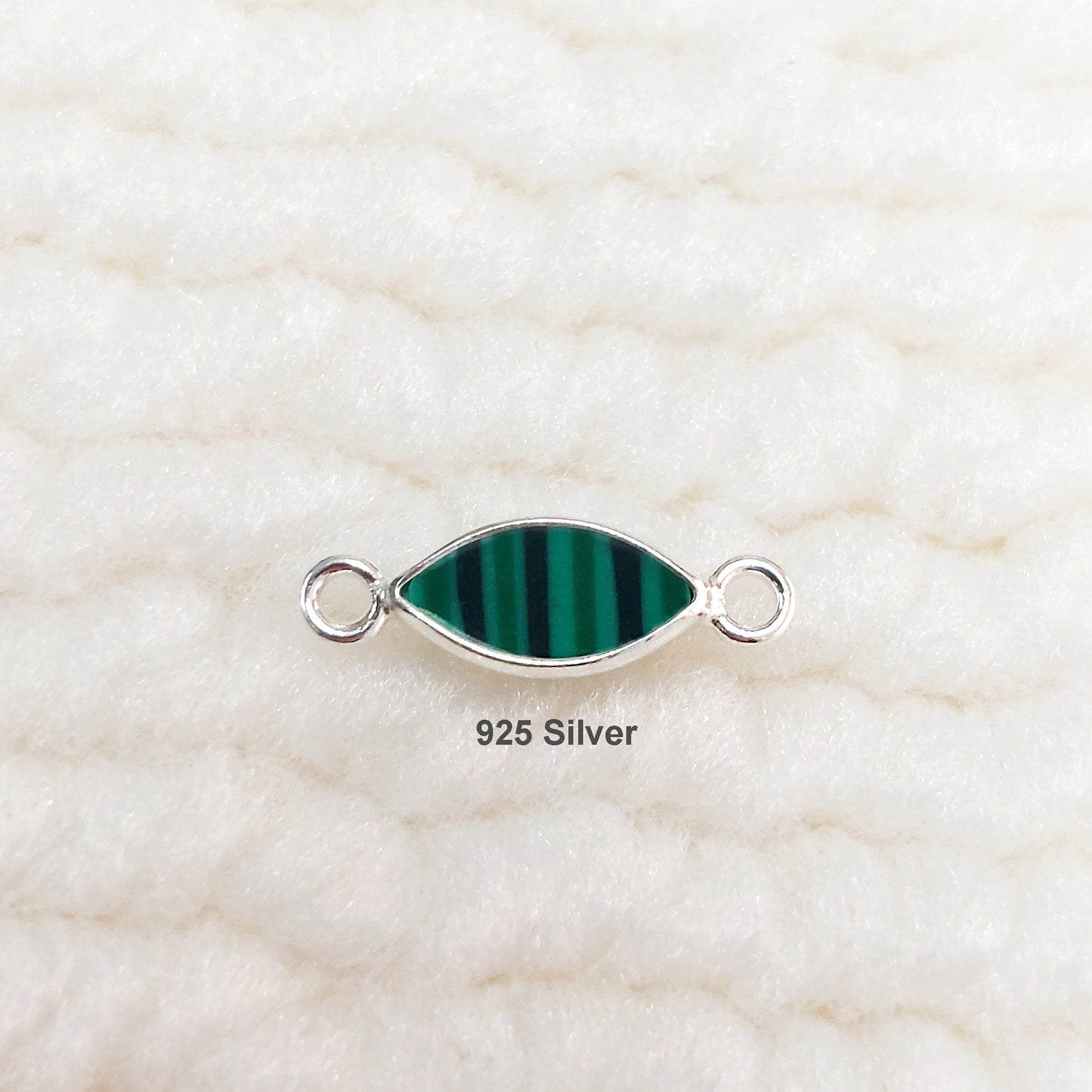GF3MQR2MH / 93MQR2MH 3 x 6mm Synthetic Malachite Marquise Bezel Connector With 2mm Closed Rings