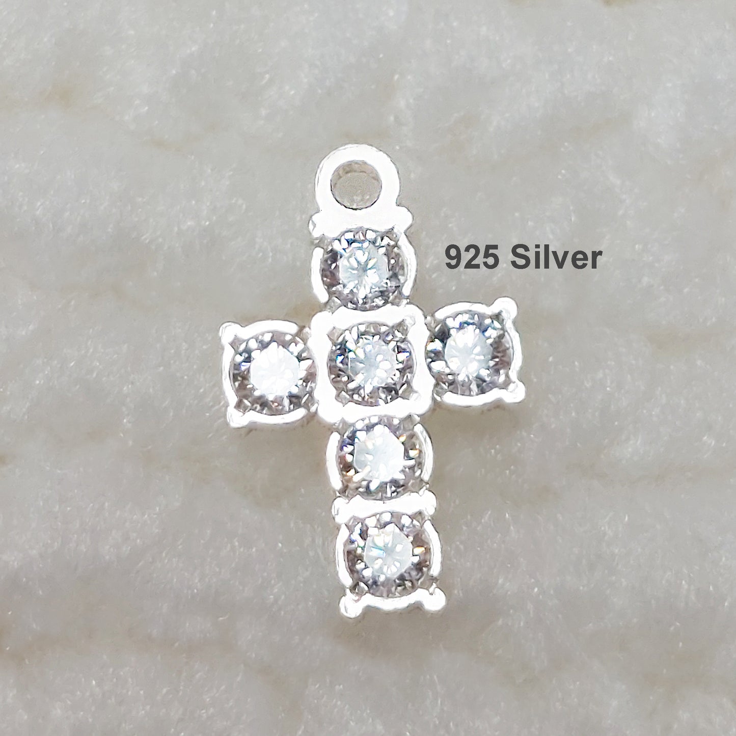 Cross Charm With 6 CZs 20ga 6.3 x 10mm • Minimalist Charm •Gold Filled (14KGF) Jewelry Findings Wholesale • CR11CZ6R1 / 9CR11CZ6R1