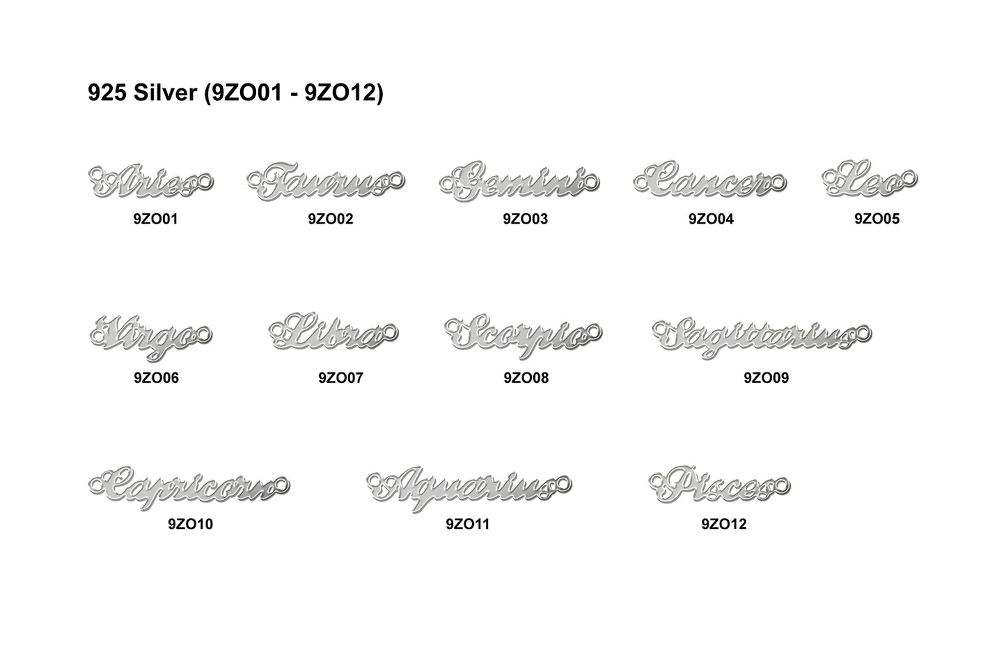 ZO01-ZO12 Horoscopes Zodiac Connector With 2 Rings 20ga