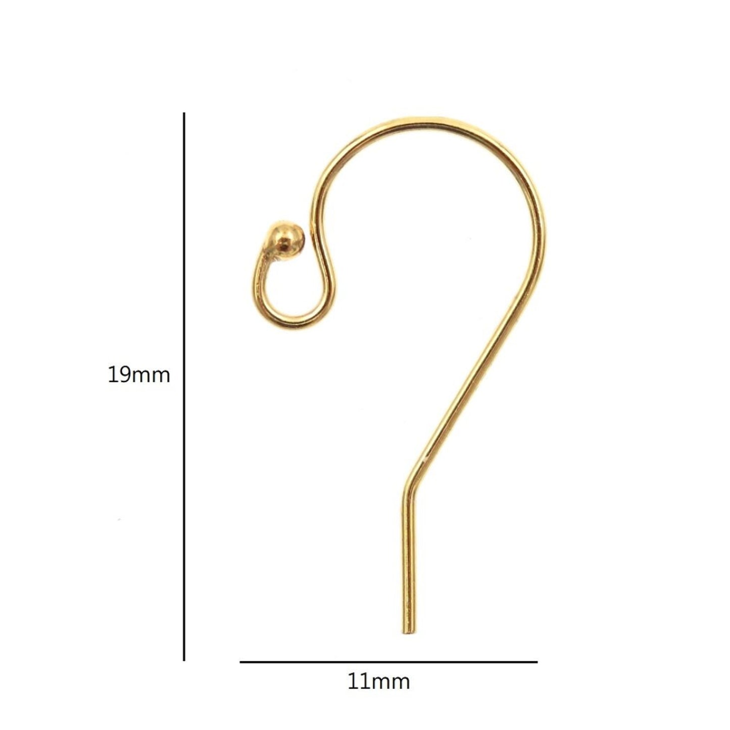GF6418 Gold Filled Ball End Earwire 11 x 19mm Earring Components