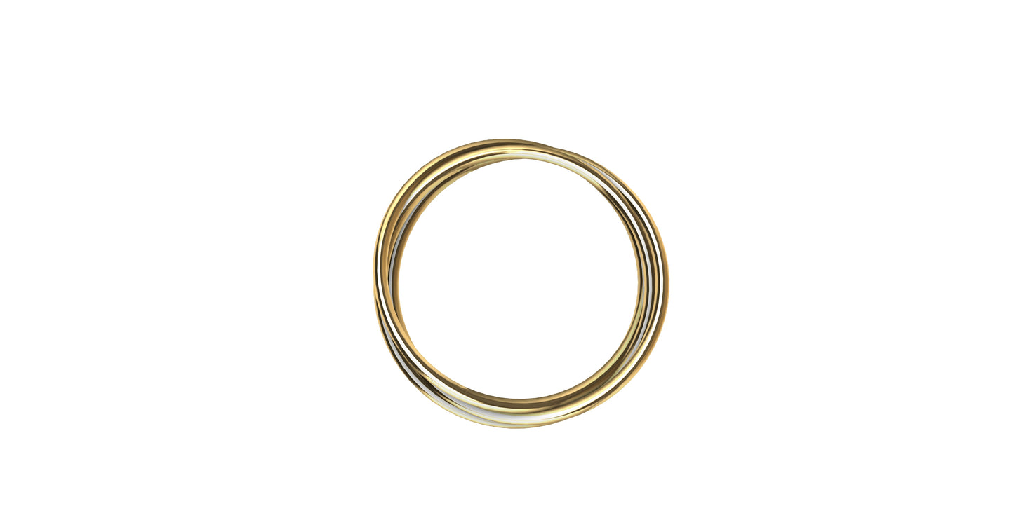 GFR3150-GFR3190 Gold Filled (14KGF) 18ga Classic Trinity Ring Set of 3 Rings interlocking ring