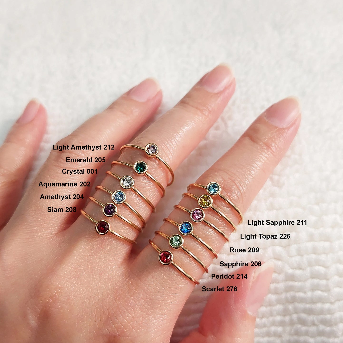 July Birthstone Scarlet 276 GFR1504CZ 4mm Bezel European Crystal Stacking Ring