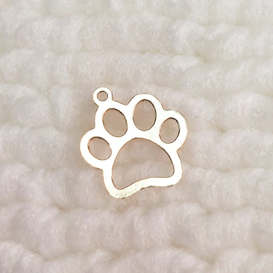 PAW10 Gold Filled (14KGF) 10 x 10.4mm Dog Paw Charm Pet Charm