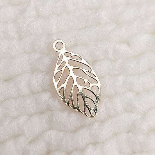 LE001 Gold Filled (14KGF) 16 x 7.9mm Leaf Charm