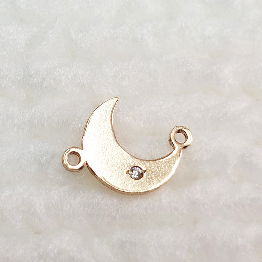 MO1071CZ Gold Filled (14KGF) 10.6 x 7.1mm Moon Connector With CZ