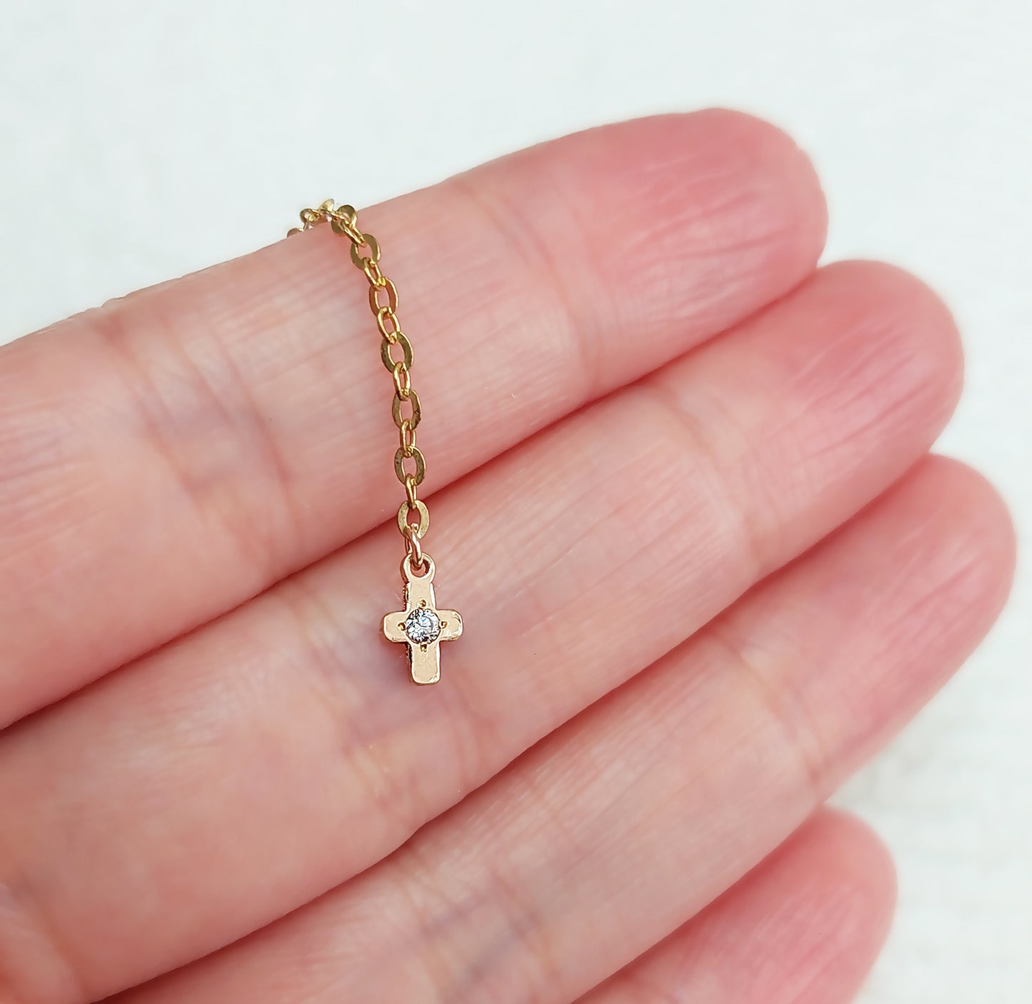 CR743CZ Mini Cross Charm With CZ