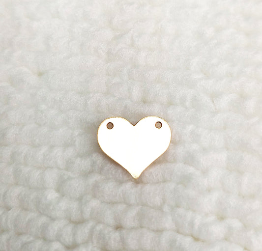 GF2582 Gold Filled (14KGF) 13x10.9mm 24ga Heart Blank Link 1.1mm Hole