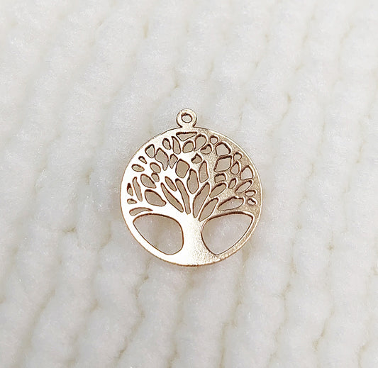 GF14LT Gold Filled (14KGF) 13.6 x 11.9mm Life Tree Charm For Bracelet Necklace Making Findings Jewelry DIY Handmade Accessories