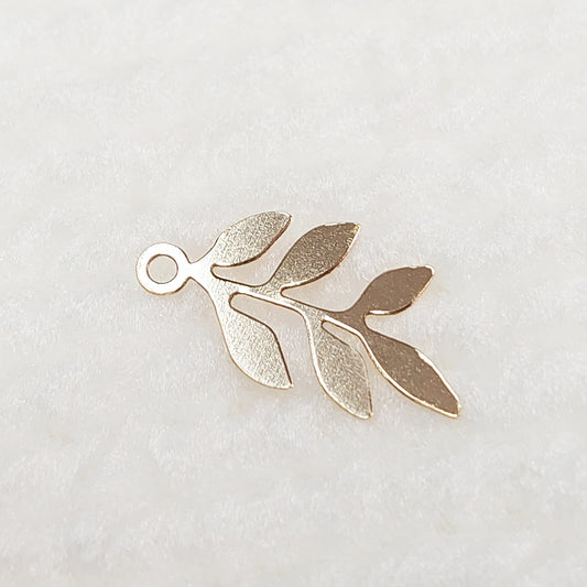 LE002 Gold Filled (14KGF) 16 x 8.8mm Olive Branch Leaf Charm