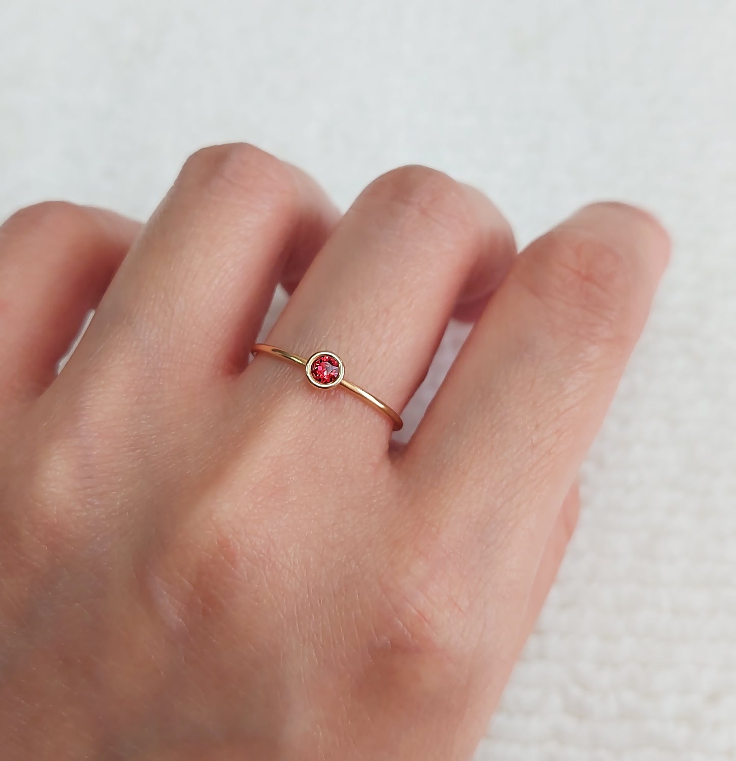 July Birthstone Scarlet 276 GFR1504CZ 4mm Bezel European Crystal Stacking Ring
