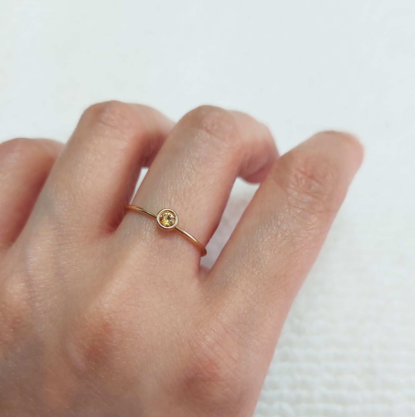 November Birthstone Light Topaz 226 GFR1504CZ 4mm Bezel European Crystal Stacking Ring