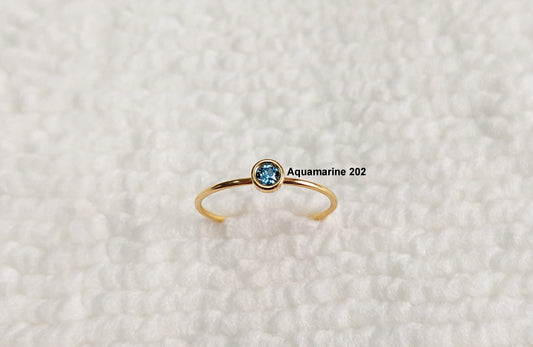 March Birthstone Aquamarine 202 GFR1504CZ 4mm Bezel European Crystal Stacking Ring