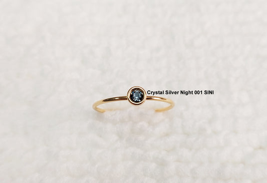 Crystal Silver Night 001 SINI GFR1504CZ 4mm Bezel European Crystal Stacking Ring