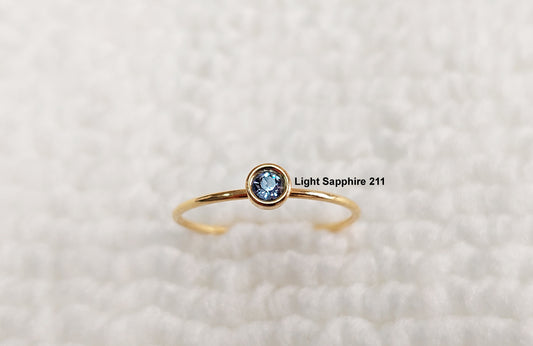 December Birthstone Light Sapphire 211 GFR1504CZ 4mm Bezel European Crystal Stacking Ring
