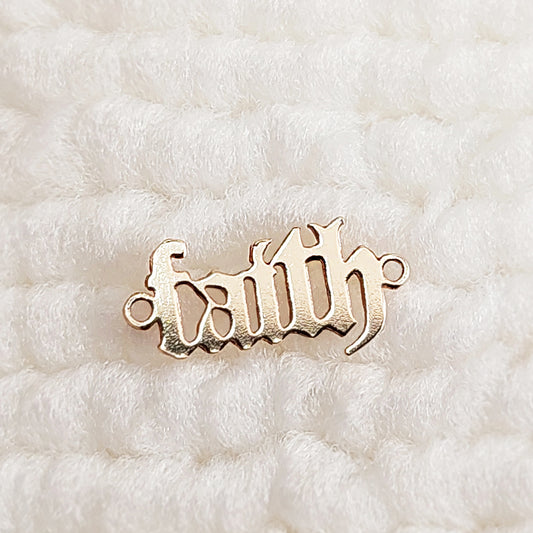 FA1263OLD Gold Filled (14KGF) 12.5 x 6.3mm Gothic Old England "faith" Connector 24ga