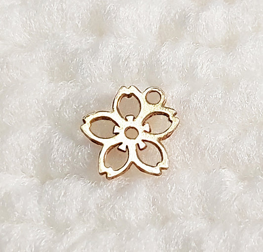 SAKU65 Gold Filled (14KGF) 6.5mm Tiny Sakura Charm 24ga