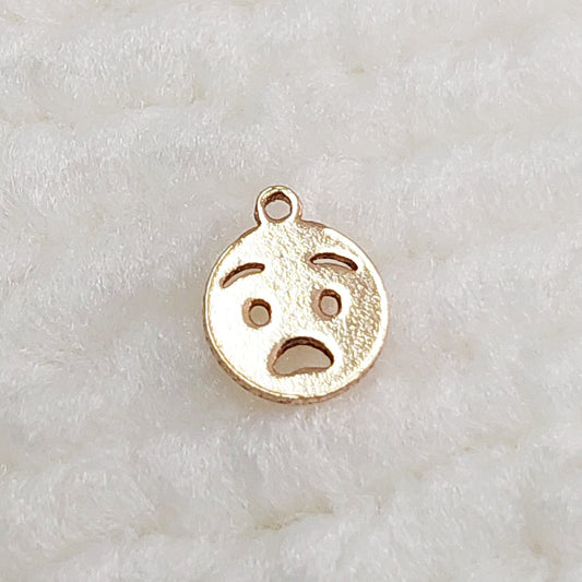 EMO6M5 Gold Filled (14KGF) 6MM Emoji Angushed Face Charm 20ga