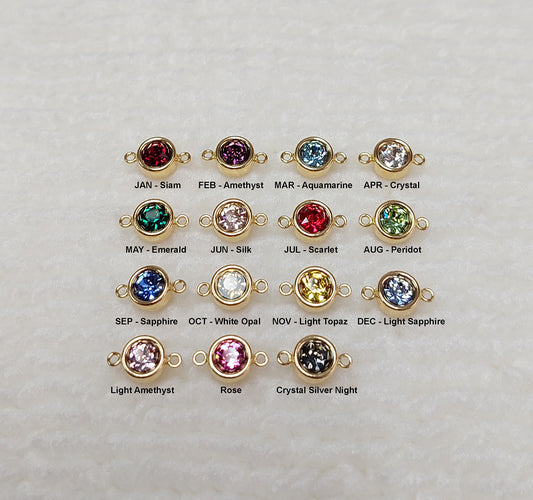 GF6R2CZ Gold Filled (14KGF) 6mm Bezel Connector With European Crystal BIRTH STONE