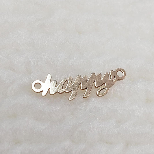 HP1448 Gold Filled (14KGF) 14.6 x 4.8mm Mini Size Word "happy" Connector 24ga