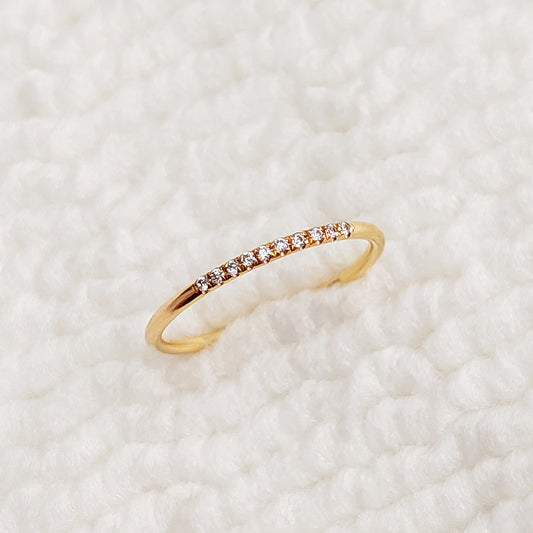 GFR1265CZ10-GFR12610CZ10 Gold Filled (14KGF) 1.27mm Round Wire Stacking Ring 16ga with 10 CZs Dainty Minimalist Skinny Ring
