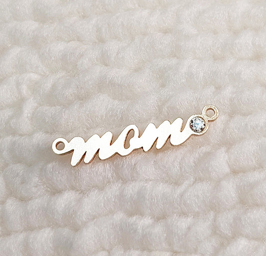 MO20CZ Gold Filled(14KGF) 19.3 X 3.9mm "Mom" Connector With CZ 20ga