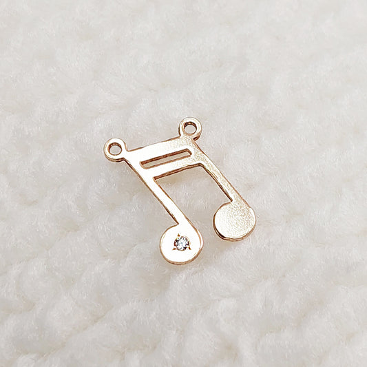 CZ119MN 2 rings Music Note Charm With CZ