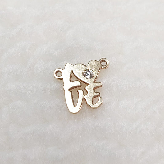 LO99R2CZ Gold Filled(14KGF) 9.4 x 8.4mm LOVE Connector with CZ 20ga