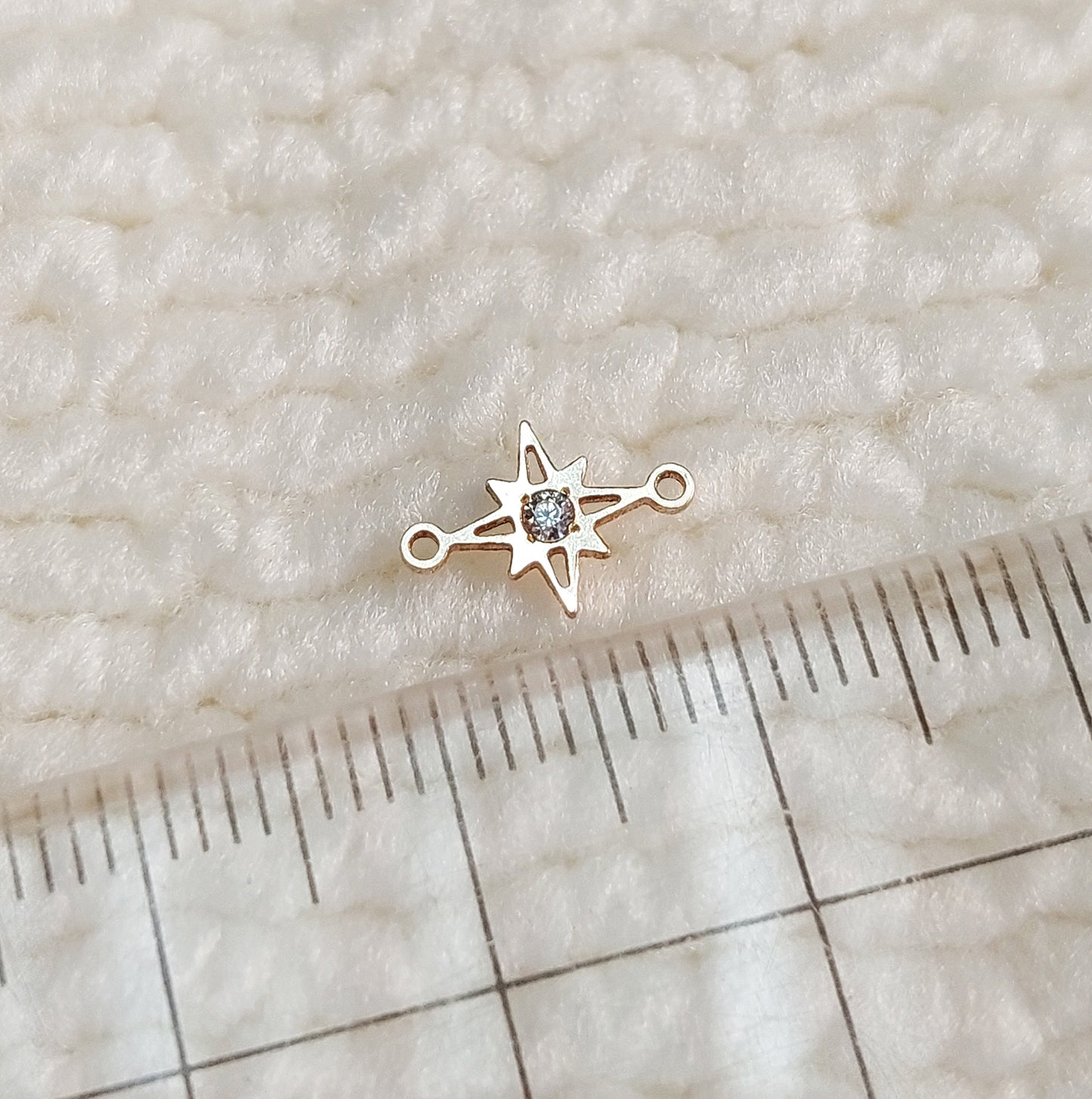 Mini North Star Connector With CZ 7 x 10.2mm •Dainty Charm •Minimalist •Gold Filled (14KGF) Jewelry Findings Wholesale • ST710CZ Birth Stone