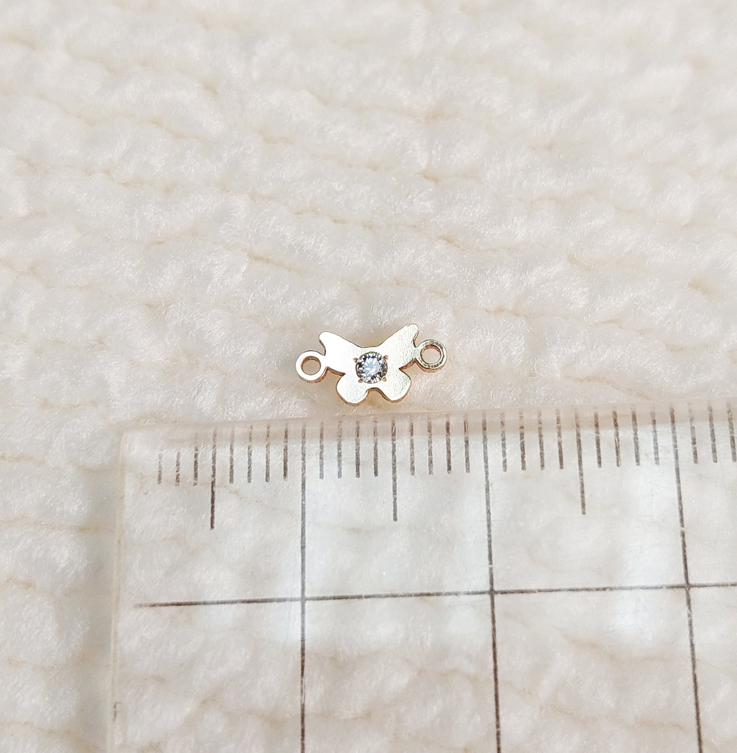 Tiny Butterfly Connector With CZ 8.7x4.4mm •Dainty Charm •Minimalist • Gold Filled (14KGF) Jewelry Findings Wholesale • BU8744CZ Birth Stone