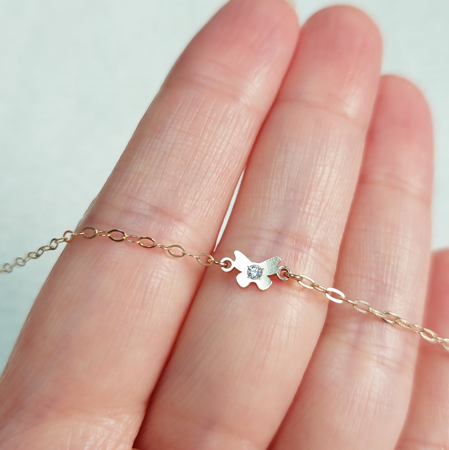 Tiny Butterfly Connector With CZ 8.7x4.4mm •Dainty Charm •Minimalist • Gold Filled (14KGF) Jewelry Findings Wholesale • BU8744CZ Birth Stone