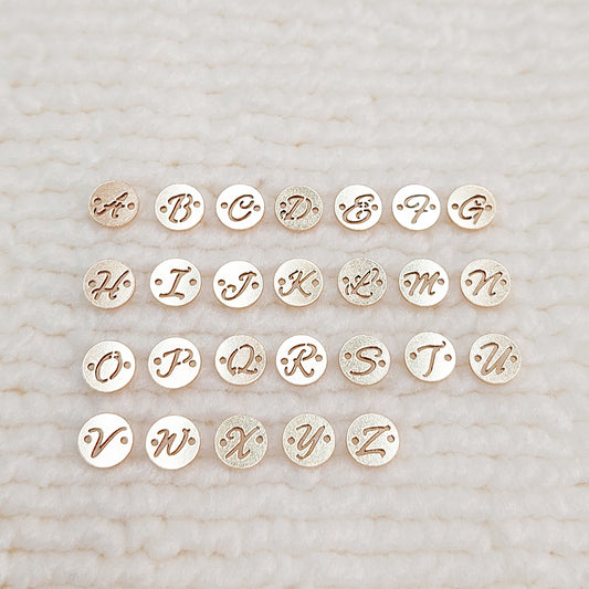 GFS6RD2HAX Gold Filled (14KGF) 6mm Round Disc Alex Font Letters (A-Z) Connectors