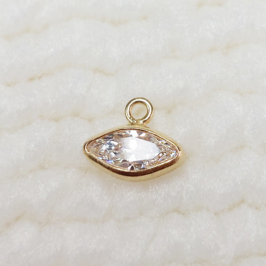 GF3MQR1CZ  3 x 6mm Marquise Bezel Charm With 2mm Closed Rings