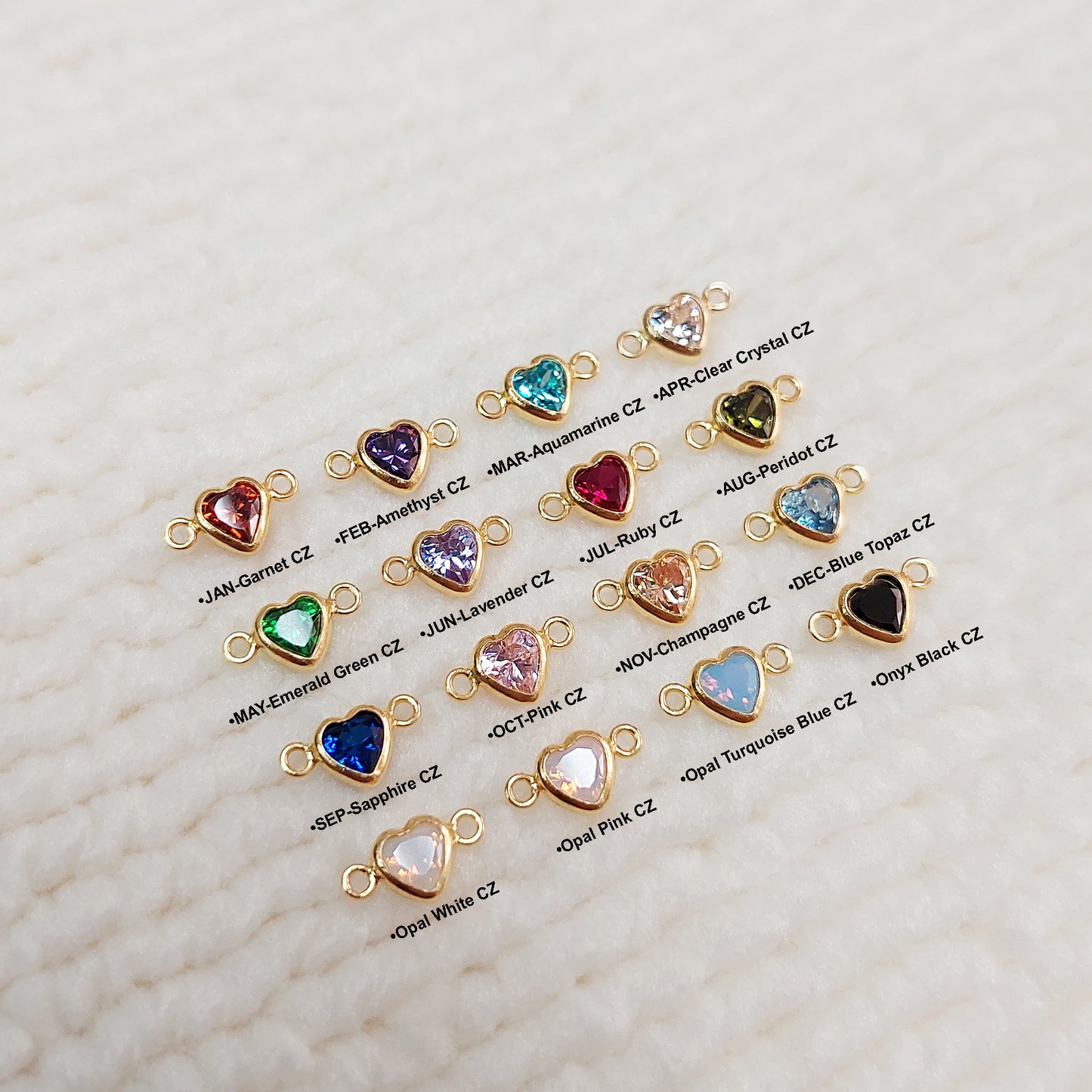 GF4HRTR2CZ / 94HRTR2CZ 4mm Heart Shape Bezel Connector with 2mm Closed Rings