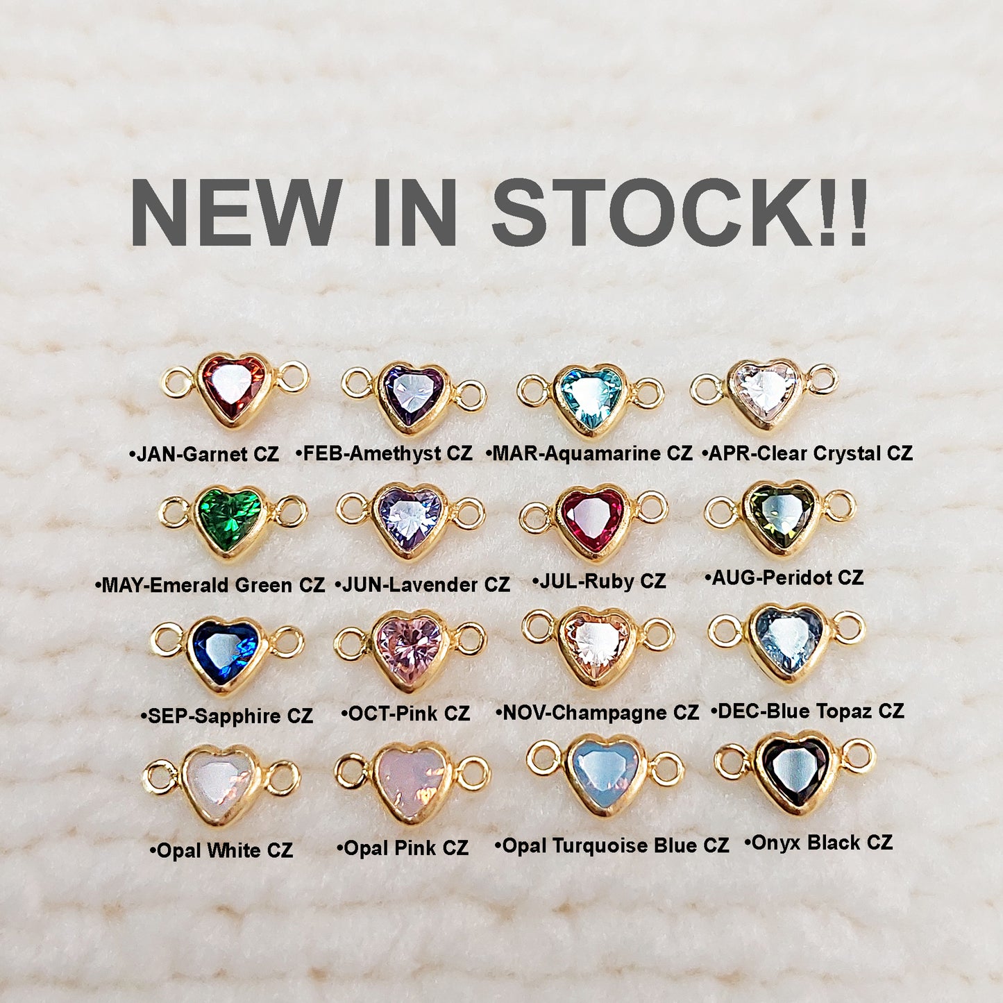 GF4HRTR2CZ / 94HRTR2CZ 4mm Heart Shape Bezel Connector with 2mm Closed Rings