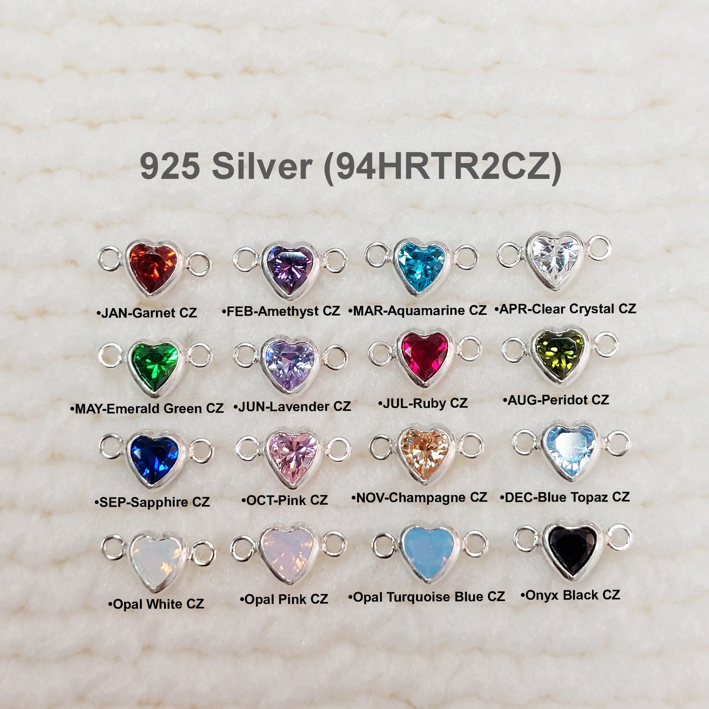 GF4HRTR2CZ / 94HRTR2CZ 4mm Heart Shape Bezel Connector with 2mm Closed Rings