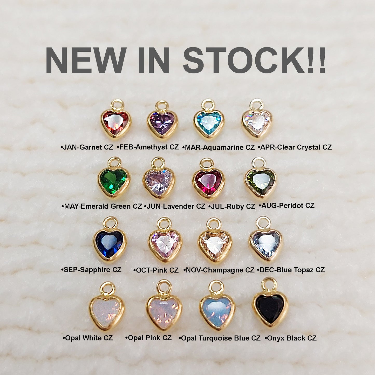 GF4HRTR1CZ / 94HRTR1CZ 4mm Heart Shape Bezel Charm with 2mm Closed Ring