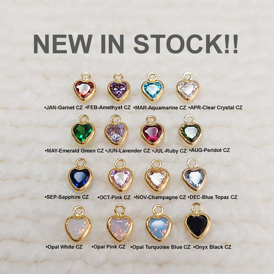 GF4HRTR1CZ / 94HRTR1CZ 4mm Heart Shape Bezel Charm with 2mm Closed Ring