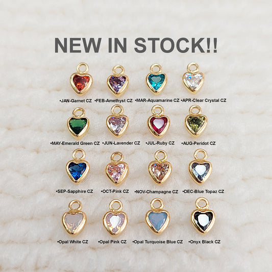 GF3HRTR1CZ / 93HRTR1CZ 3mm Heart Shape Bezel Charm with 2mm Closed Rings
